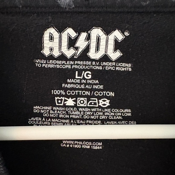 AC/DC Acid Wash Pink Lightning Bolt Graphic Sweatshirt L - Picture 5 of 5